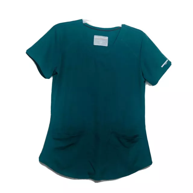 Skechers Barco Uniforms Green Scrub Top w/ Front Pockets Womens Size Small
