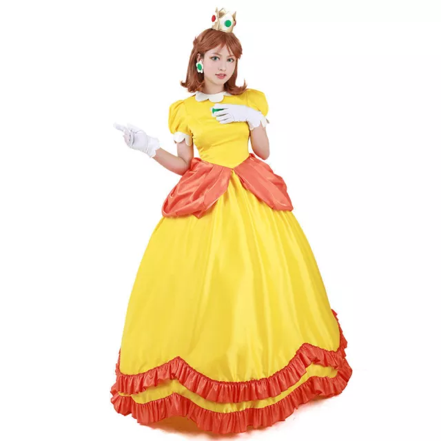 Super Mario BROS Princess Daisy Cosplay Costume Women Dress!