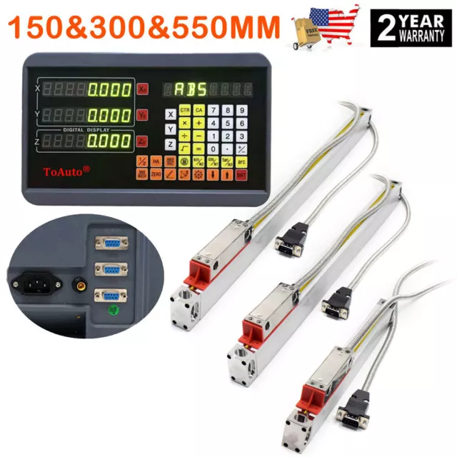 ToAuto 6" 12" 22" Linear Scales 3 Axis Digital Readout Kit for CNC Lathe Mill,US