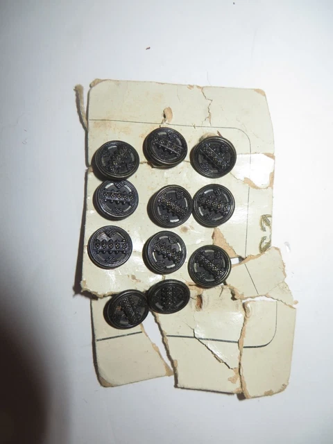 Antique Victorian Britannia Metal Buttons, Set Of 11   1/2”