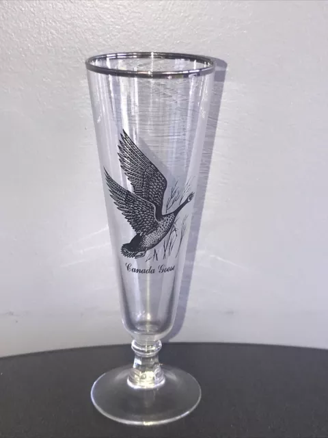 Federal Glass Canada Goose Pilsner Silver Rimmed Beer Glass EUC