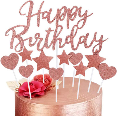 Topper per torta con scritta in lingua ingleseLove oro rosa Karens Cake Toppers colore 