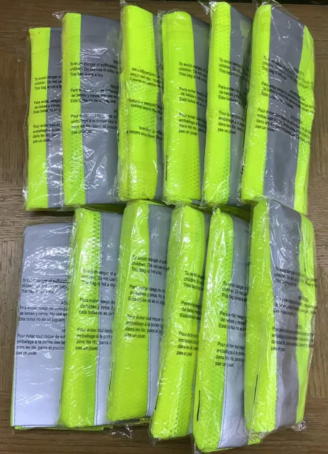 12 Yellow High Visibility  Class 2 Safety Vest Mesh Medium With  Zipper 1 Pocket