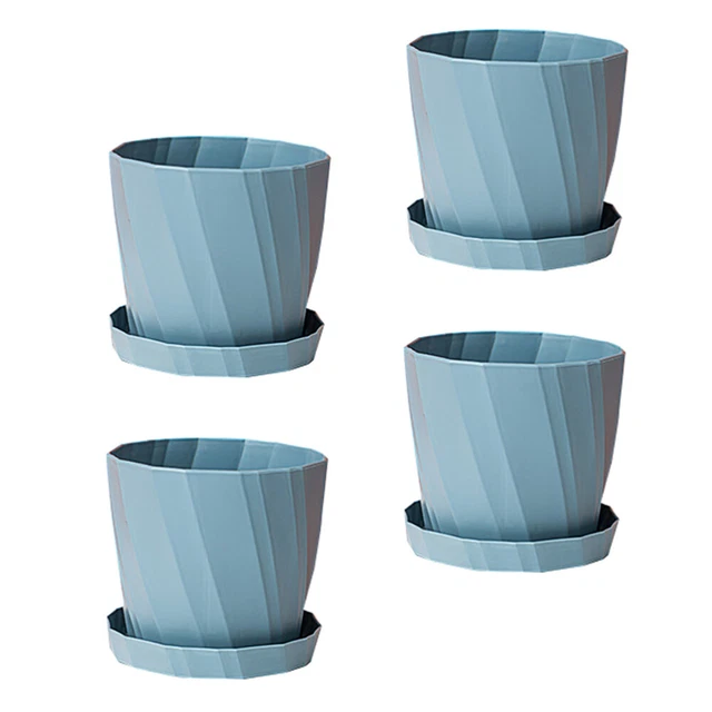 4pcs Pflanzer mit Untertassen Kindergarten Pots Garten Blumen Pots Bonsai Topf