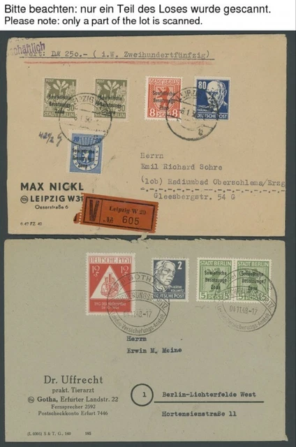 Slg., LOTS 1948/50, 33 meist verschiedene Belege Maschinenaufdruck auf Berlin