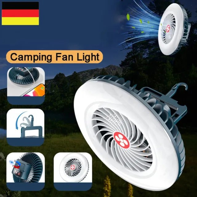LED Camping Laterne Camping Ventilator mit Lichtern Tragbar USB Ventilator Licht
