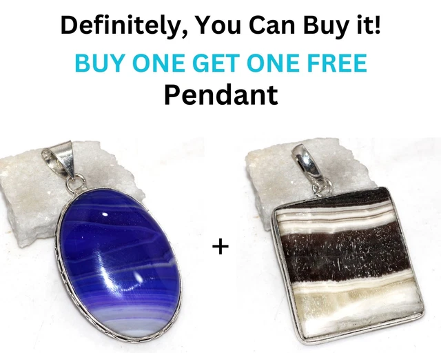 Botswana Agate Zebra Calcite Fresh Stock Deals Pendant Combo Set 2-2.1" JW
