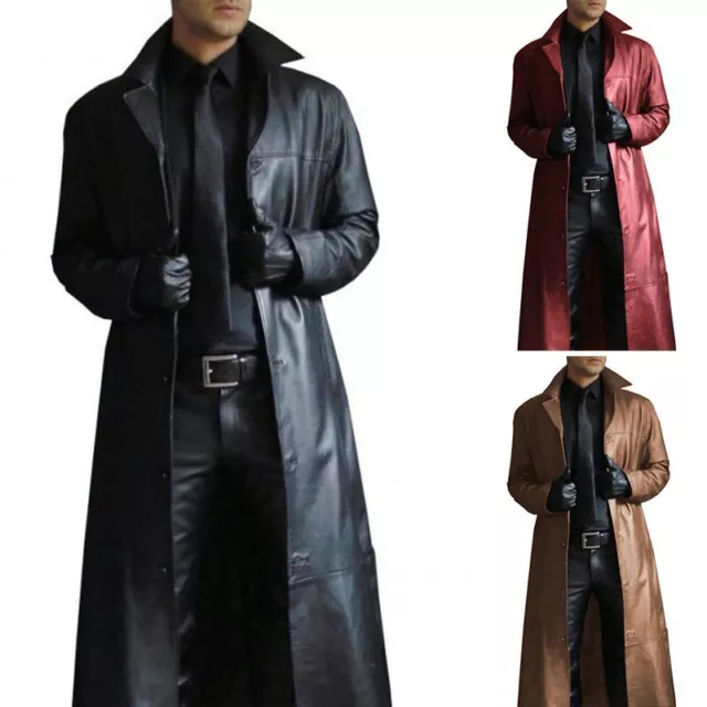 manteau long simili cuir homme