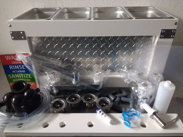 3 Compartment Concession Sink + Hand Sink W/COMPLETE PLUMBING & PUMP (Table Top)