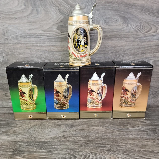 Vintage Anheuser Bush Budweiser Beer Stein A SERIES D G M J A Series Lot of 5