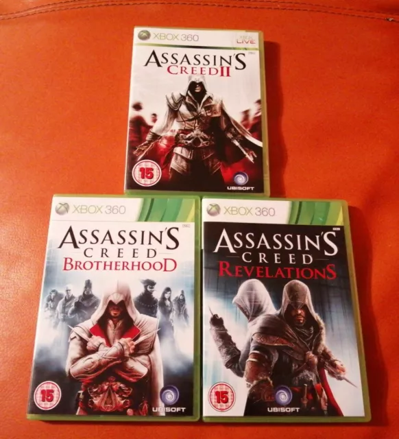 3 Xbox 360 Games Assassins Creed Ii Brotherhood & Revelations With Manuals Vgc