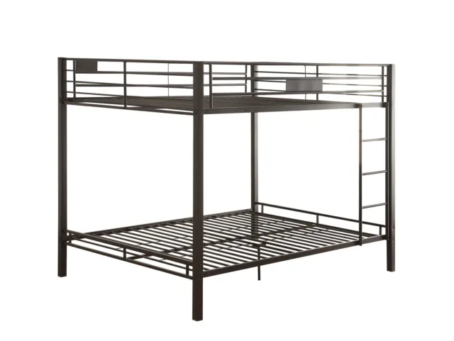 Twin-Over-Full Queen/Queen Bunk Bed with Metal Frame and Ladder Sandy Black