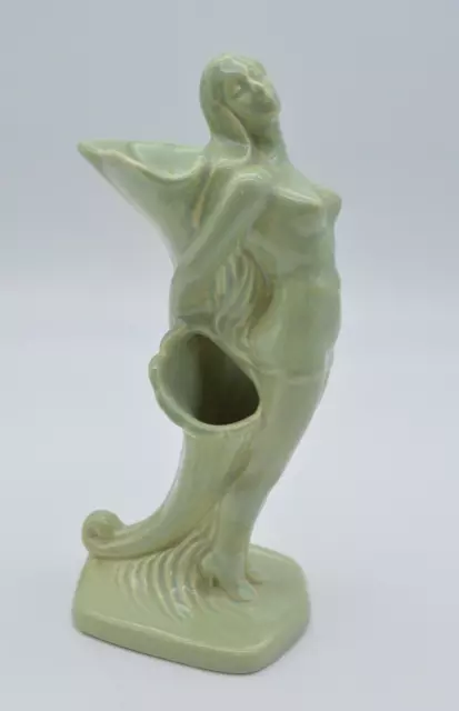 Nude Flower Figurine Vase CARL ROMANELLI Metlox Calif Pottery Turquoise VTG 40's