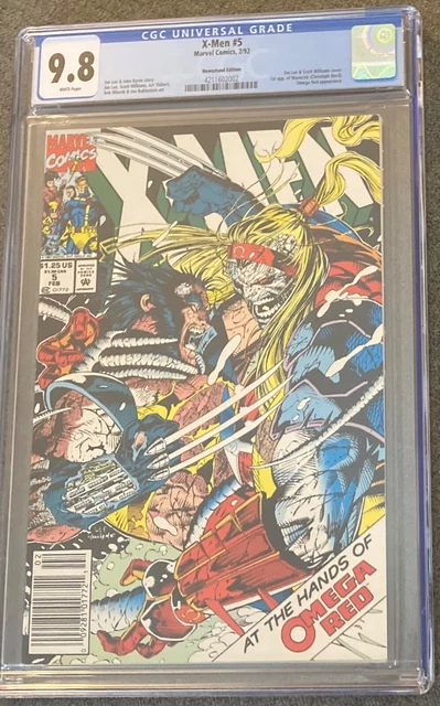 X-Men #5 Cgc 9.8 Newsstand Omega Red Wolverine Jim Lee Cover 1St Maverick 1992