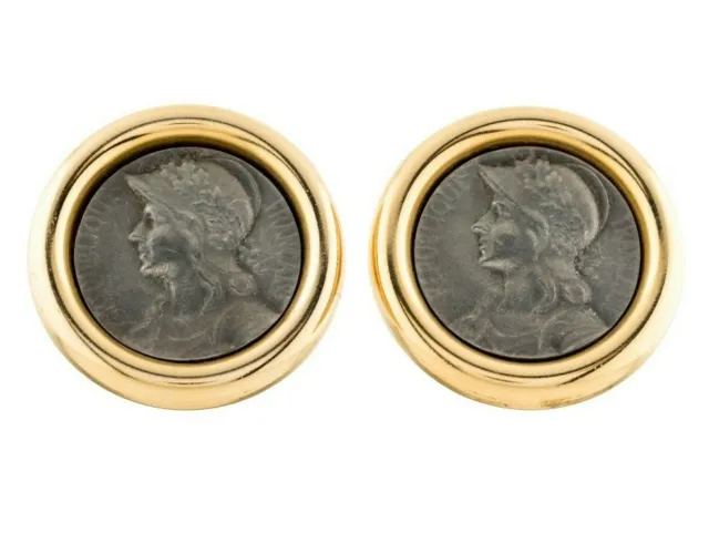 InP Ben Amun Earrings Coin Silver Gold Plated Clip-On Statement