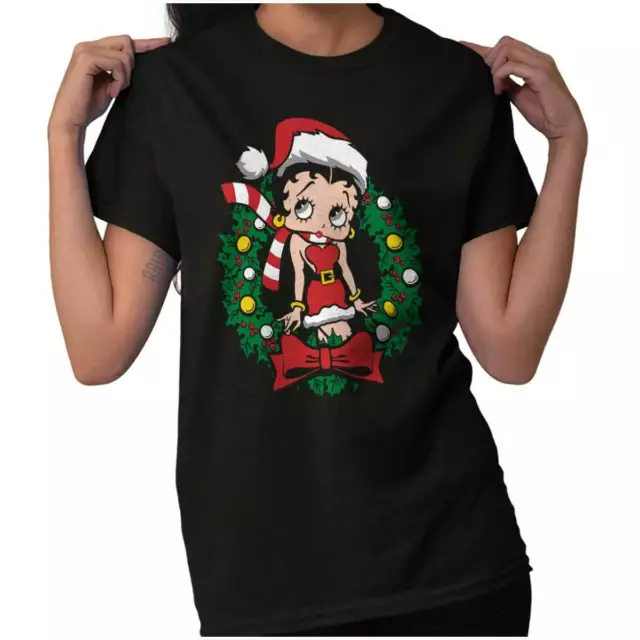 Betty Boop Cartoon Christmas Cute Vintage Womens Graphic Crewneck T Shirt Tee