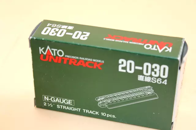 Kato N Scale  10 Piece Box 20-030 S64 21/2 Straight Track Sections