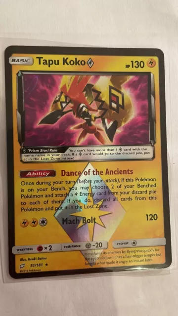 Pokemon Card TCG - Tapu Koko 51/181 (Prism Star Rare) - Team Up - NM/M