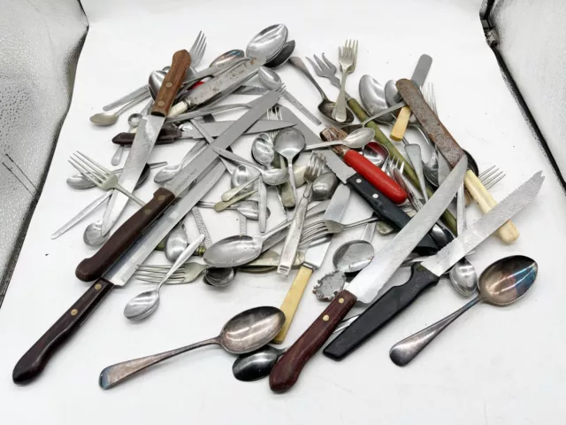 Vintage Job Lot Collection Of Cutlery Silver Plate / Stainless Steel And Other