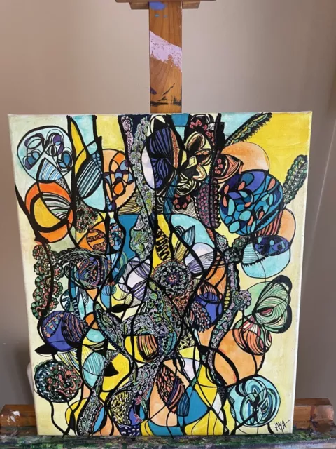 tableau peinture acrylique sur toile, l'arbre de l'espoir fait main et  unique