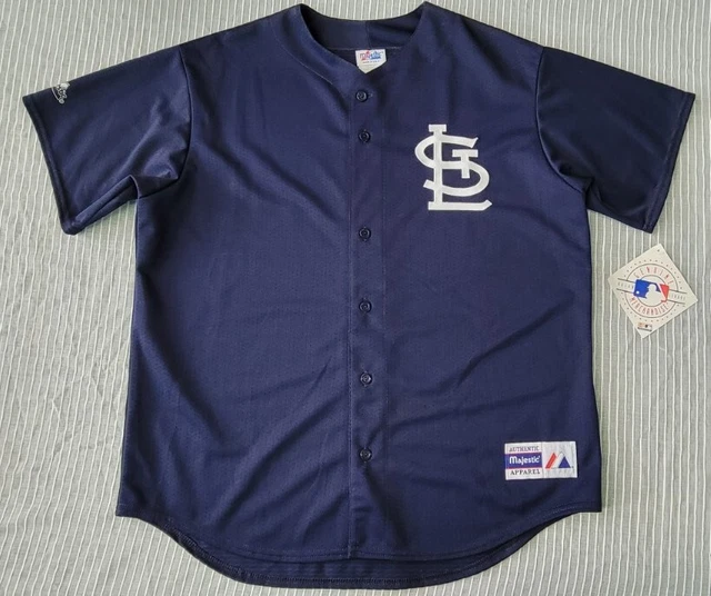 RARE Vintage St Louis Baseball Jersey Majestic Sewn on Patch XL NWT Blue