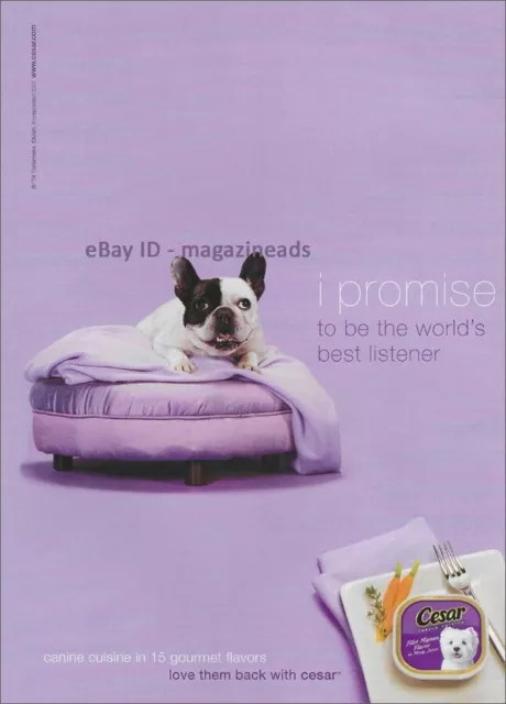 CESAR Dog Food 1-Page Magazine PRINT AD 2007 cute FRENCH BULLDOG frenchie