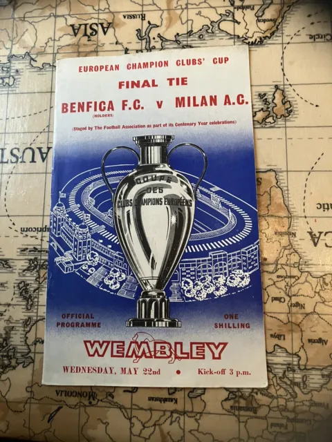 European Cup Final programme 1963 AC Milan v Benfica Wembley