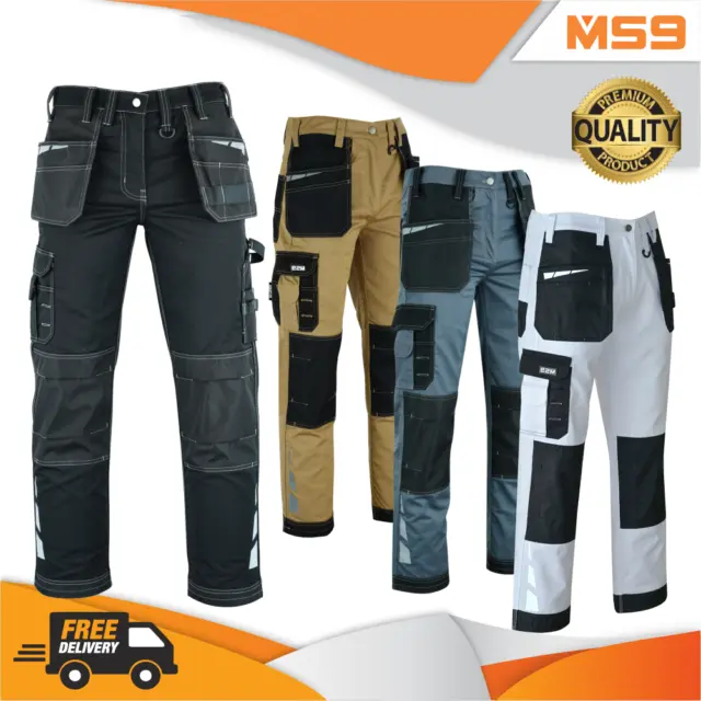 Mens Work Cargo Combat Cordura Holster Pockets Working Work Trousers Pants Jeans