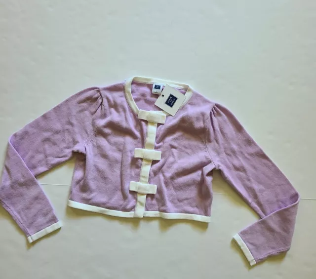 NWT Janie and Jack Girls 7 Bow Front Cropped Cardigan Sweater Lilac Purple