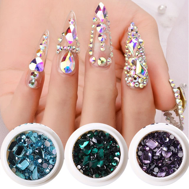 Strass 3D Ongle Pierre Précieuse Acrylique Décor Bijoux Ab Plat Dos Cristal Mode