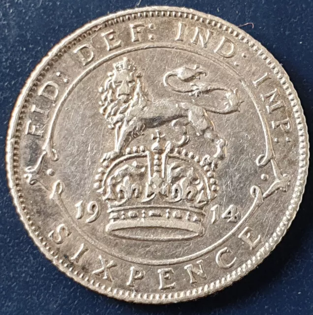 Silber Münze NICHT FÜR ZUFALLSKAUF 6 Pence 1914 Großbritannien TOPZUSTAND