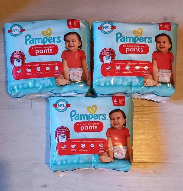 Lot de 3 Pampers Couches culottes premium protection taille 4