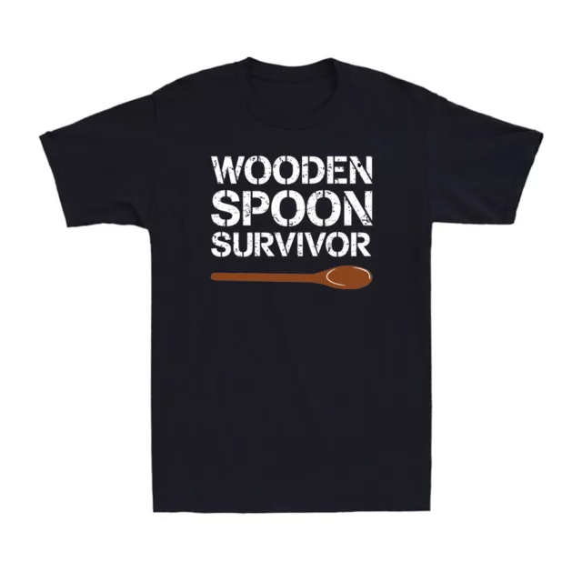 Wooden Spoon Survivor Funny Childhood Motif Saying Humor Vintage Men's T-Shirt