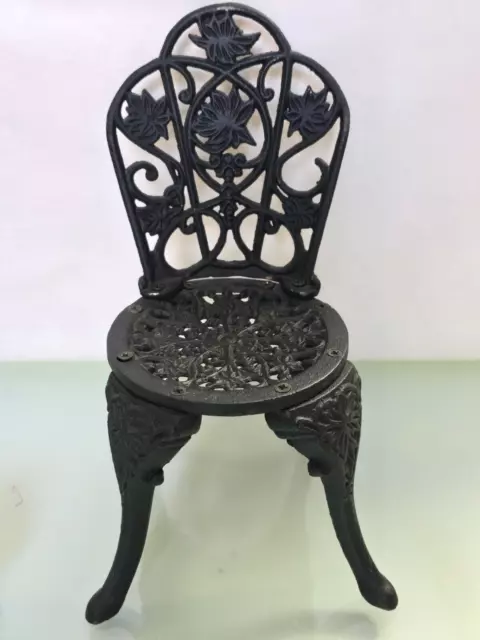 Vintage Cast Iron Metal Victorian Doll Chair, Garden Decor Plant Stand 9.5''