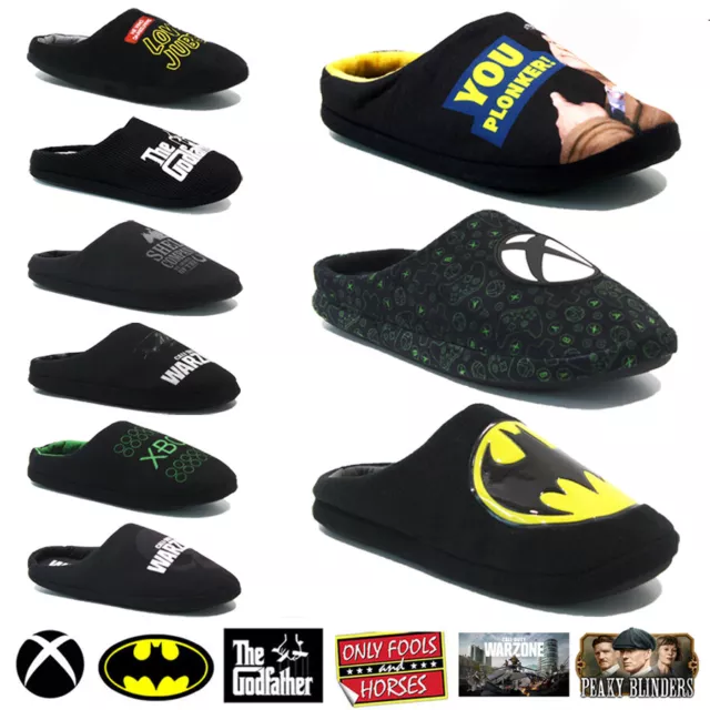 Mens Batman Xbox Del Boy Call Of Duty Peaky Novelty Fleece Winter Mules Slippers