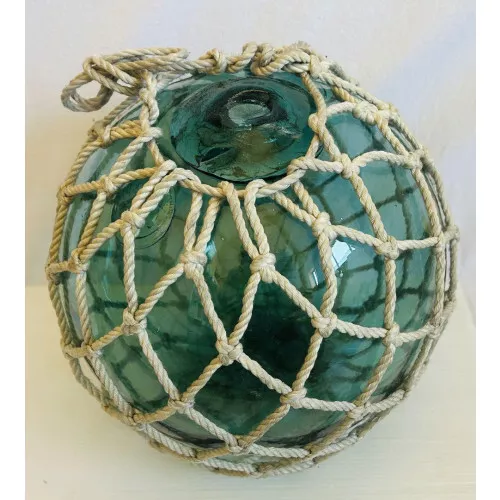 Glass Fishing Float Buoy Ball Vintage Japanese interior Glass ball green 30cm◇