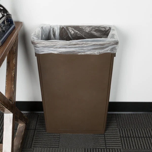 23 Gal. Brown Heavy-Duty Plastic Slim Commercial Restaurant Trash Can