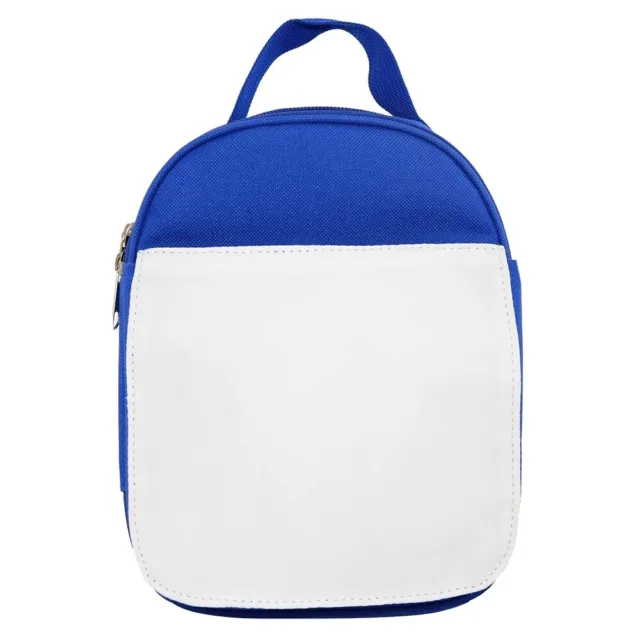 Supporto borsa pranzo/kit kit in tela sublimazione blu con lembo stampabile