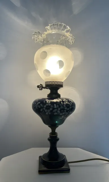 Rare Capodimonte Keramos Cobalt Blue Porcelain Lamp