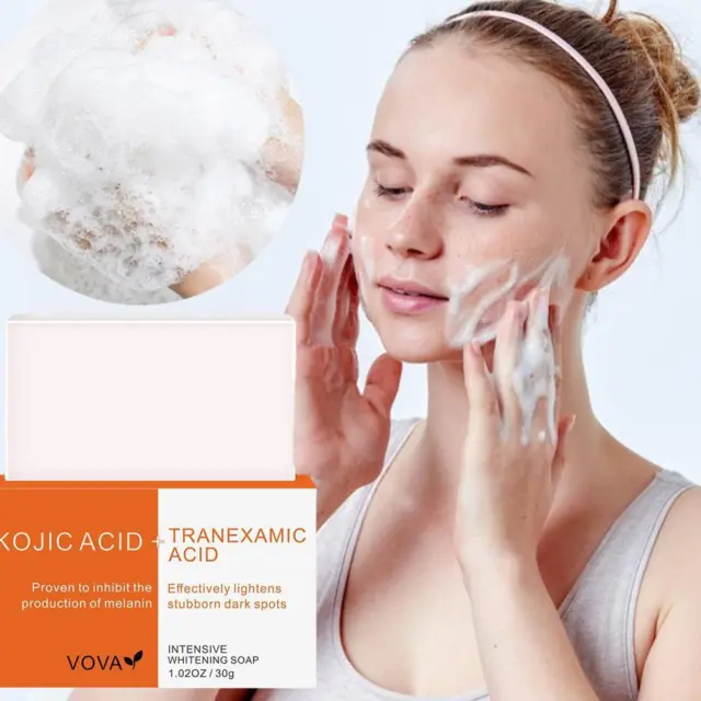 Jabón de ácido kójico 30 g negro oscuro para aclarar la piel jabón facial bonito S blanqueador S3K6