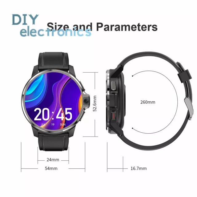 DM30 1.6 Inch Dual Camera 4G Men Smart Watch Android 9.1 WIFI GPS 4G+64GB US