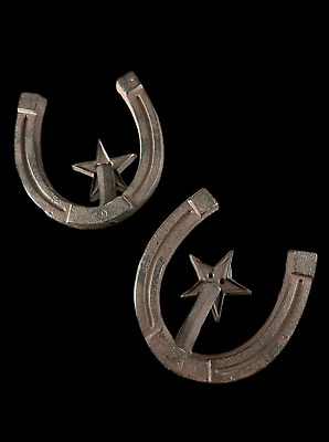 Cast Iron Dark Brown Star Horseshoe Wall Ornaments/ Cowboy/ Equestrian/ Hooks