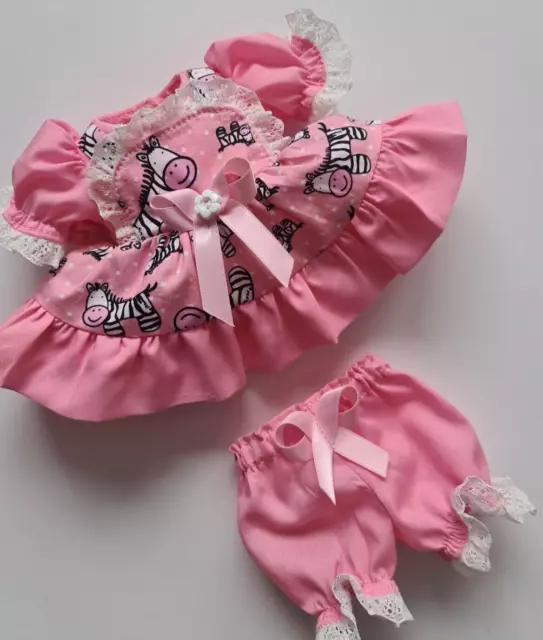 Kleine Zebras Auf Rosa Kleid Und Höschen - 9" Teeny Weeny Kleine Tränenpuppe