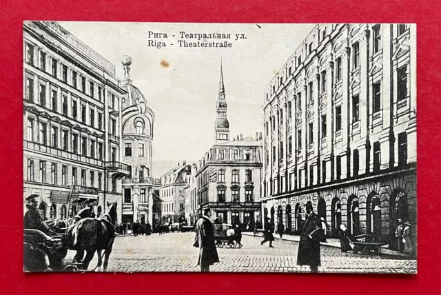 AK RIGA in Lettland 1918 Blick in die Theaterstrasse  ( 124010