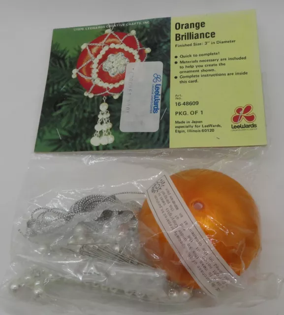 1976 Lee Wards Orange Brilliance Sequin Bead Christmas Ornament Kit SEALED