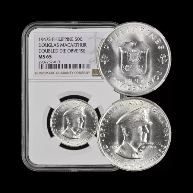 PHILIPPINES. 1947, 50 Centavos, Silver - NGC MS65 - Gen MacArthur Allen-R-1a DDO