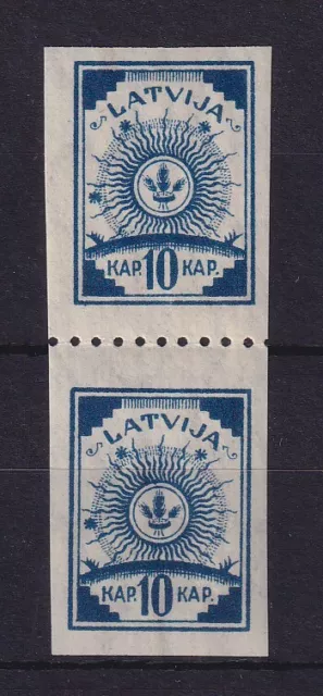 Latvija / Lettland 1919 Zweig und Blätter Mi.-Nr. 17 B senkr. Paar ** / MNH