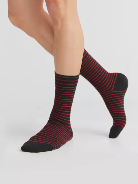 Albero Natur 2 Paare Strümpfe Socken Damen Herren Bio-Baumwolle längere bunt