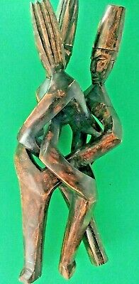 African 3 Figure Family Entwined  Unity Carving 17"   Art Sculpture 3