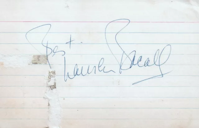 Lauren Bacall Actress Signed 3x5 Index Card with JSA COA